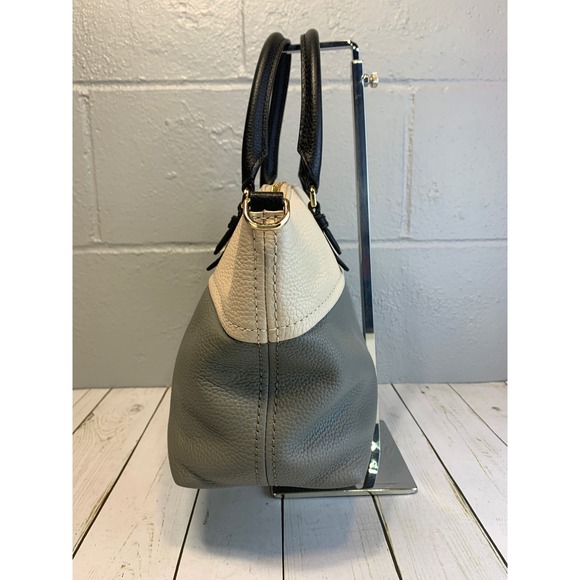 Kate Spade Jackson Street Dixon Satchel Bag Pebbled Leather Grey Cream Black - Picture 3 of 9